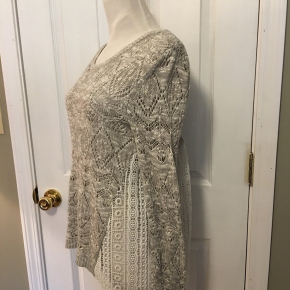 WOMEN'S RED CAMEL PULLON SWEATER SZ M LOOSE KNIT LACE DETAIL - Picture 3 of 7